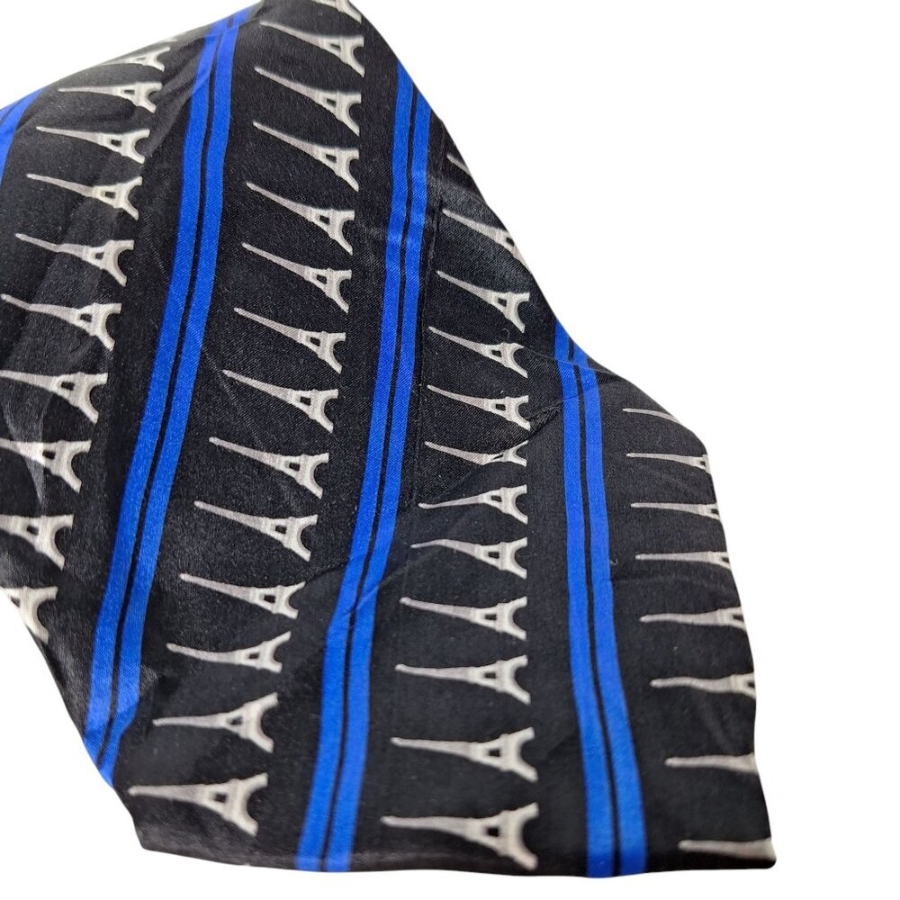 Robin Ruth Eiffel Tower Print Silk Necktie - image 3